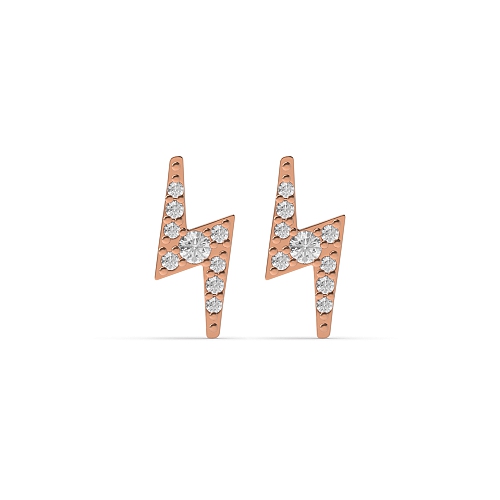 4 Prong Round Rose Gold Lighting style Diamond Earrings