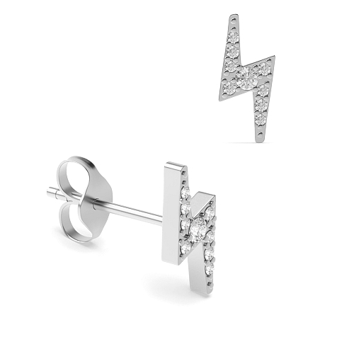 4 Prong Round Silver Lighting style Designer Diamond Earrings