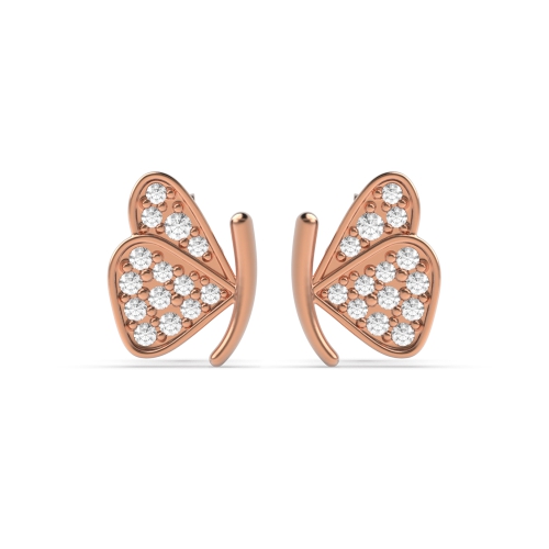 4 Prong Round Rose Gold Butterfly style Diamond Earrings