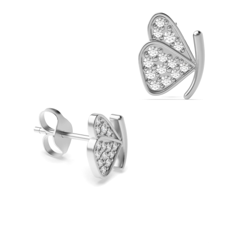 4 Prong Round Silver Butterfly style Designer Diamond Earrings