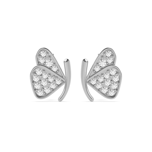 4 Prong Round Silver Butterfly style Designer Diamond Earrings