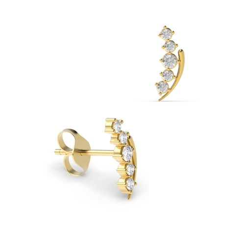 4 prong setting round shape statement style diamond designer earring