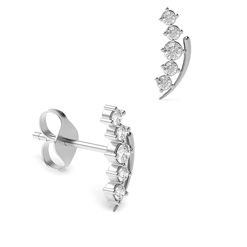 4 Prong Round Climber Diamond Earrings