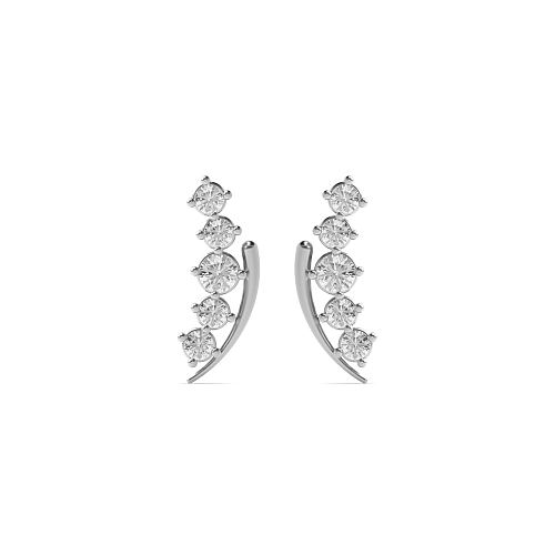 4 Prong Round Climber Diamond Earrings