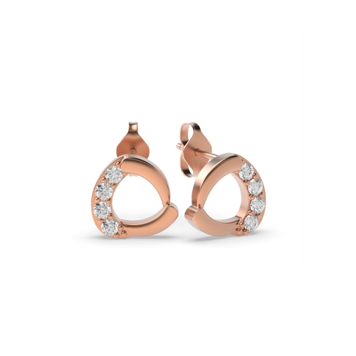 4 Prong Round Rose Gold Triangular Diamond Earrings