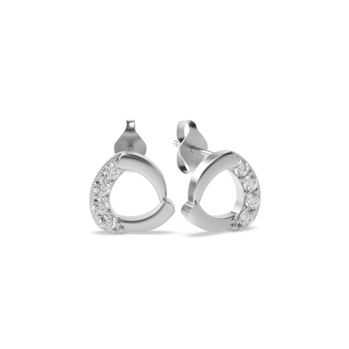 4 Prong Round White Gold Triangular Diamond Earrings