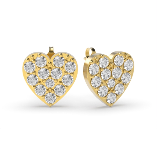 4 Prong Round Yellow Gold Celestial Diamond Earrings