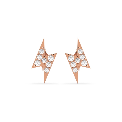4 Prong Round Rose Gold Lightning Diamond Earrings