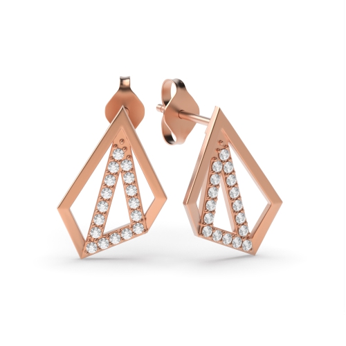 4 Prong Round Rose Gold Unique Diamond Earrings
