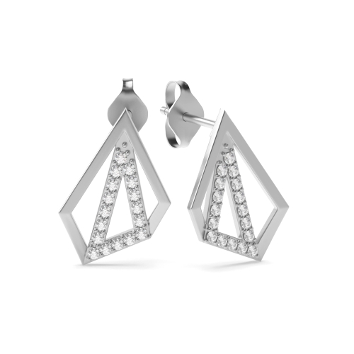 4 Prong Round White Gold Unique Diamond Earrings