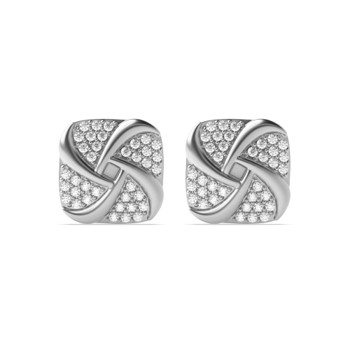Pave Setting Round White Gold Solace Diamond Earrings