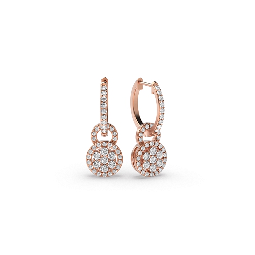 4 Prong Round Rose Gold Auroracrown Diamond Earrings