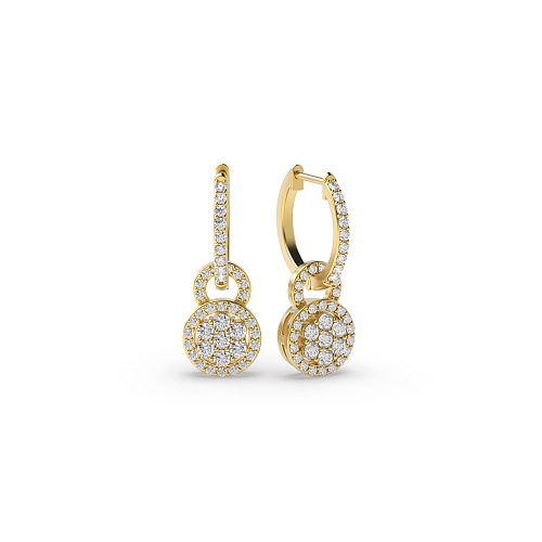 4 Prong Round Yellow Gold Auroracrown Diamond Earrings