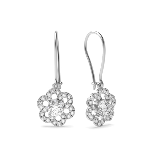 4 Prong Round Spiral Drop Diamond Earrings