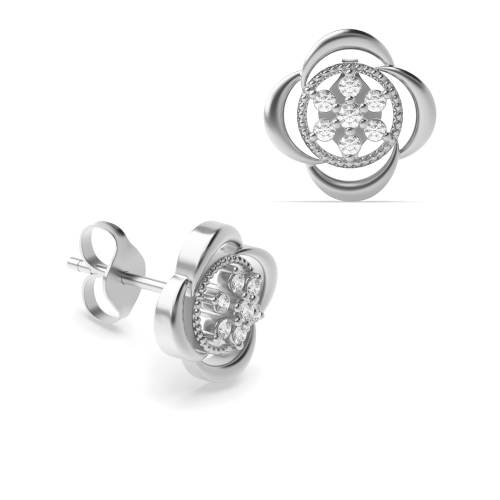 6 Prong Round Cluster Diamond Earrings