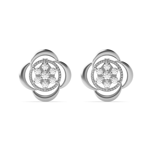 6 Prong Round Dimaond flower Lab Grown Diamond Earrings