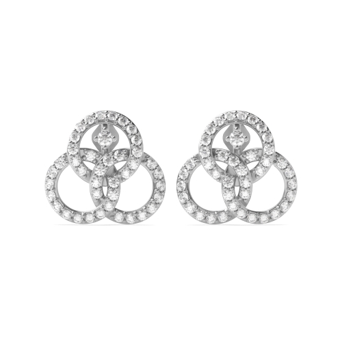 4 Prong Round Tri circle Lab Grown Diamond Earrings