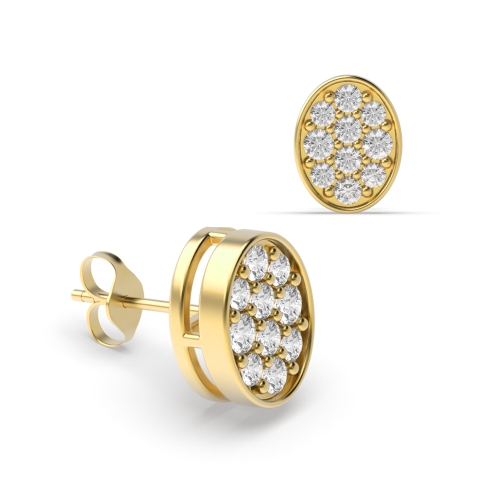 Pave Setting Round Yellow Gold Twilight Diamond Earrings