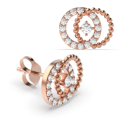 4 Prong Round Rose Gold Aurora Diamond Earrings