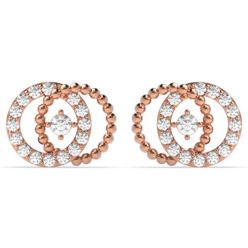 4 Prong Round Rose Gold Aurora Diamond Earrings