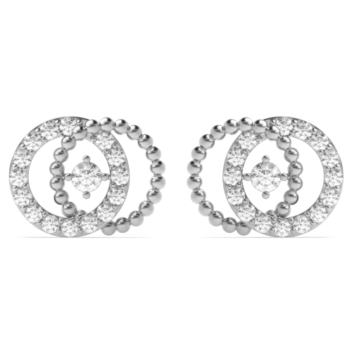 4 Prong Round White Gold Aurora Diamond Earrings