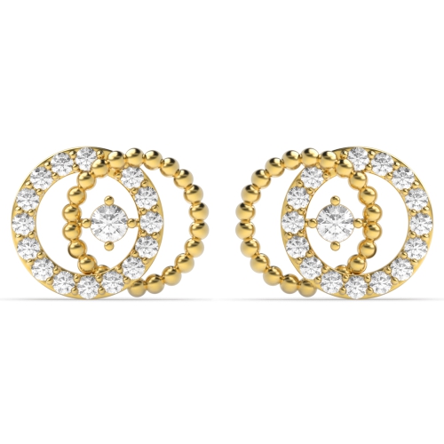 4 Prong Round Yellow Gold Aurora Diamond Earrings