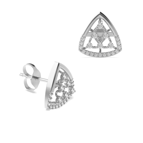 4 Prong Round White Gold Trillion shaped Diamond Earrings