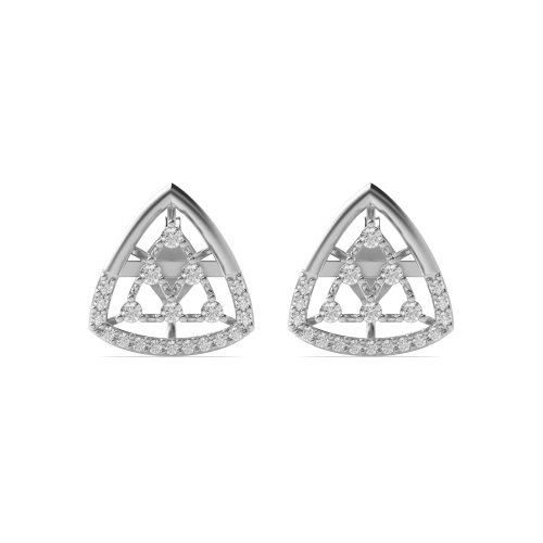 4 Prong Round White Gold Trillion shaped Diamond Earrings