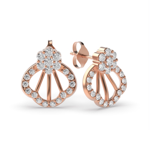 4 Prong Round Rose Gold Seashell Diamond Earrings