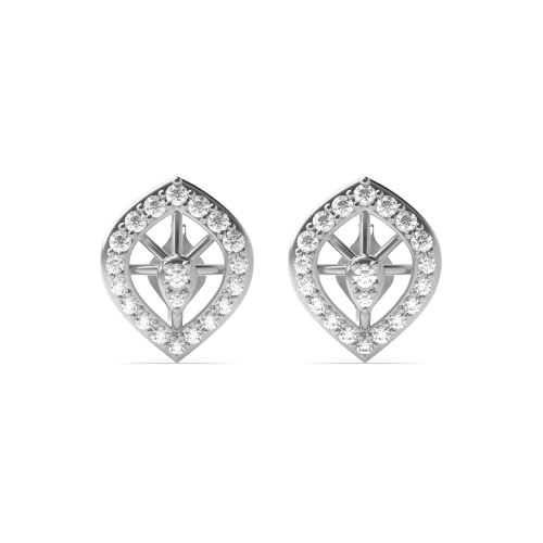 4 Prong Round White Gold Marquise shaped Diamond Earrings