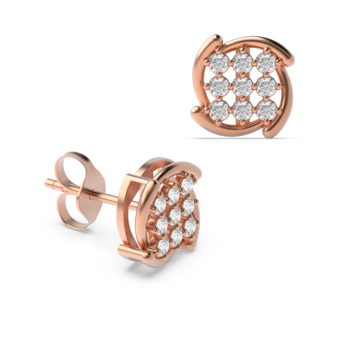 4 Prong Round Rose Gold Luster Diamond Earrings