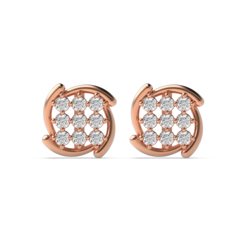 4 Prong Round Rose Gold Luster Diamond Earrings