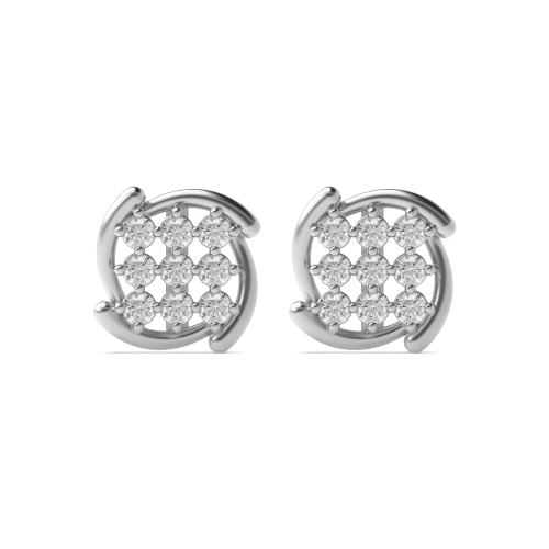4 Prong Round White Gold Luster Diamond Earrings