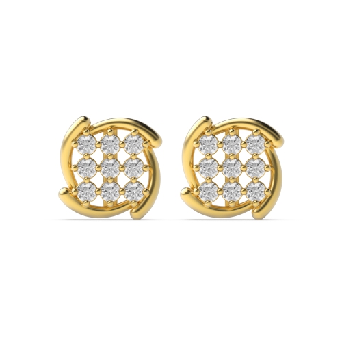 4 Prong Round Yellow Gold Luster Diamond Earrings