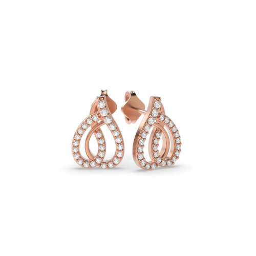 4 Prong Round Rose Gold Glimpse Diamond Earrings