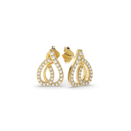 4 Prong Round Yellow Gold Glimpse Diamond Earrings