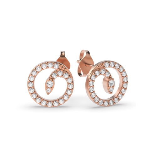 4 Prong Round Rose Gold Spark Diamond Earrings