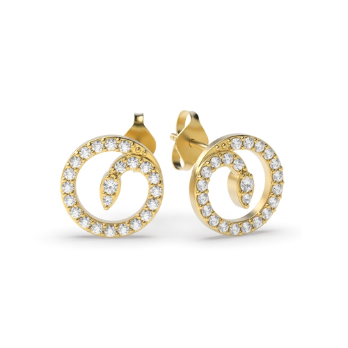 4 Prong Round Yellow Gold Spark Diamond Earrings