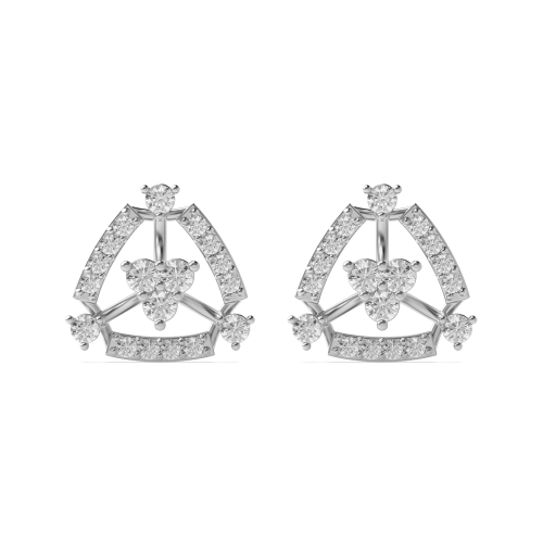 4 Prong Round White Gold Triangle shaped Diamond Earrings