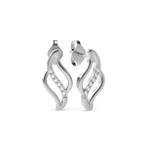 4 Prong Round Trirow Diamond Earrings