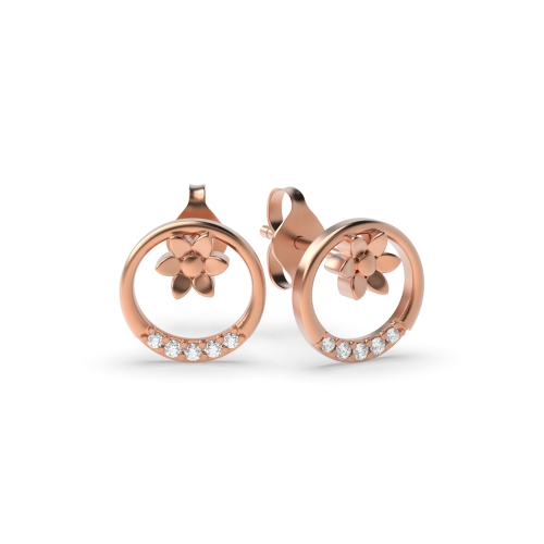 4 Prong Round Rose Gold Moonlight Diamond Earrings