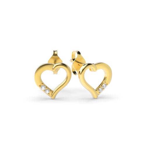 4 Prong Round Yellow Gold Gleam Diamond Earrings