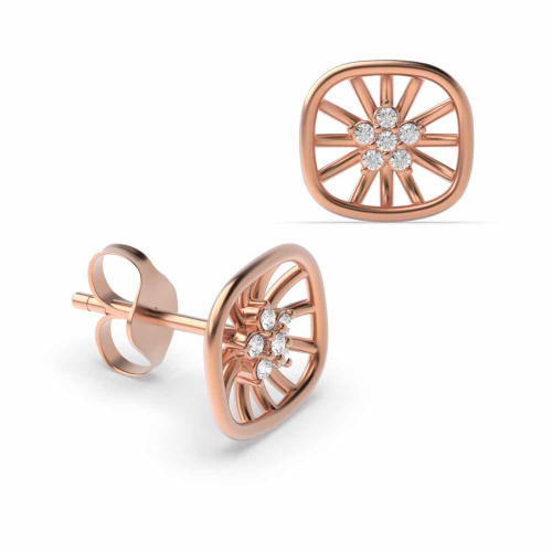 3 Prong Round Rose Gold Diamond Earrings