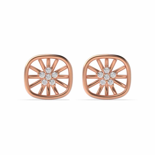 3 Prong Round Rose Gold Diamond Earrings