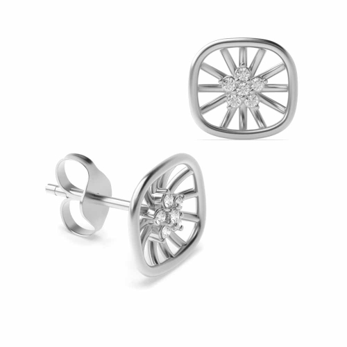 3 Prong Round White Gold Diamond Earrings