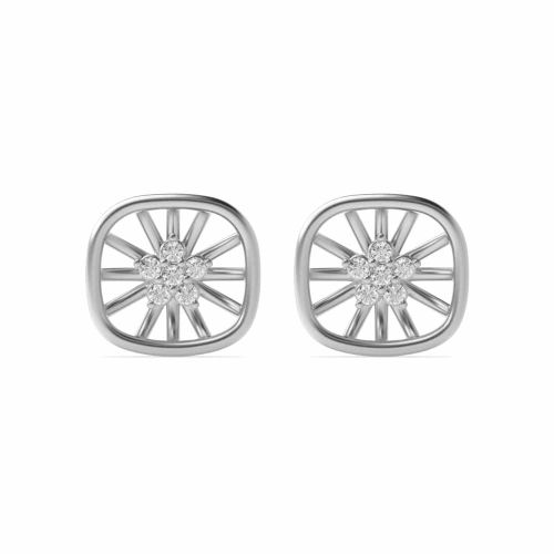 3 Prong Round White Gold Diamond Earrings
