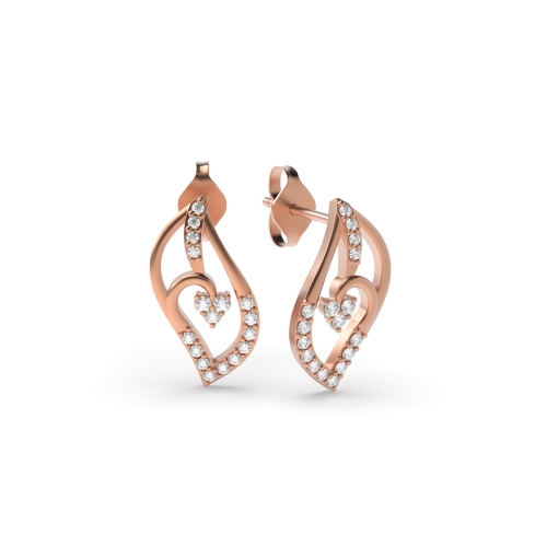 4 Prong Round Rose Gold Flash Diamond Earrings