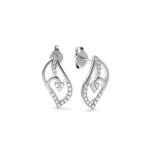 4 Prong Round White Gold Flash Diamond Earrings