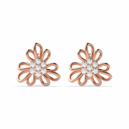 4 Prong Round Rose Gold Cluster Earrings