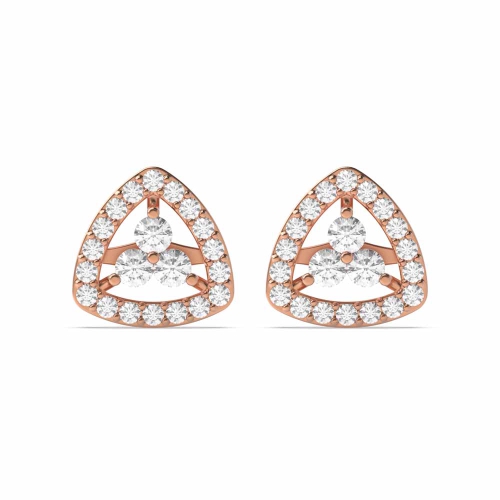 3 Prong Round Rose Gold Triangle Diamond Earrings